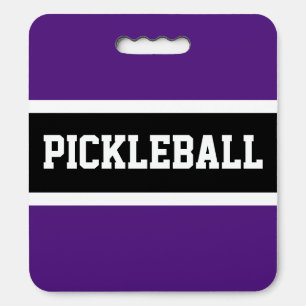 PICKLEBALL Fun Sporty Bold Purple Black Stripes Seat Cushion