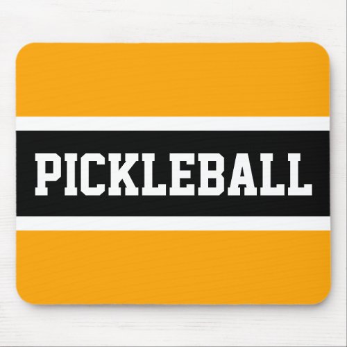 PICKLEBALL Fun Sporty Bright Yellow Black Stripes  Mouse Pad