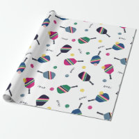 Pickleball Fun Striped Paddles Dink Wrapping Paper