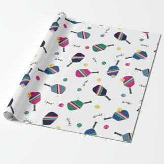Pickleball Fun Striped Paddles Dink Wrapping Paper