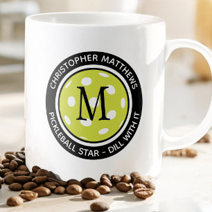 Pickleball Funny Custom Quote Name Initial Black Coffee Mug