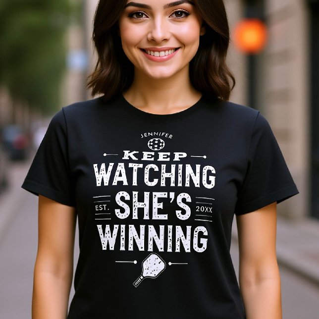 Pickleball Funny Gift for Her Name Personalized T-Shirt (pickleball gift for her funny tshirt women birthday christmas club mom friend personalized name year)