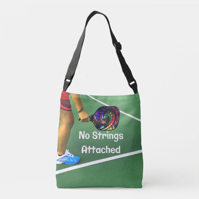 Pickleball Funny No Strings Attached Crossbody Bag (Back)