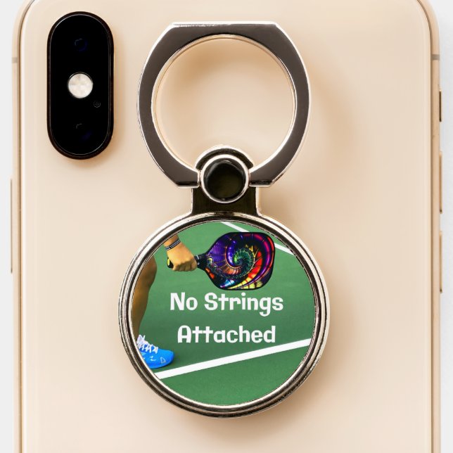 Pickleball Funny No Strings Attached Phone Ring Stand (Close Up)