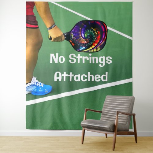 Pickleball Funny No Strings Attached Tapestry
