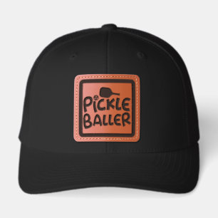Pickleball Funny Pickle Baller Custom Leather Patch Hat