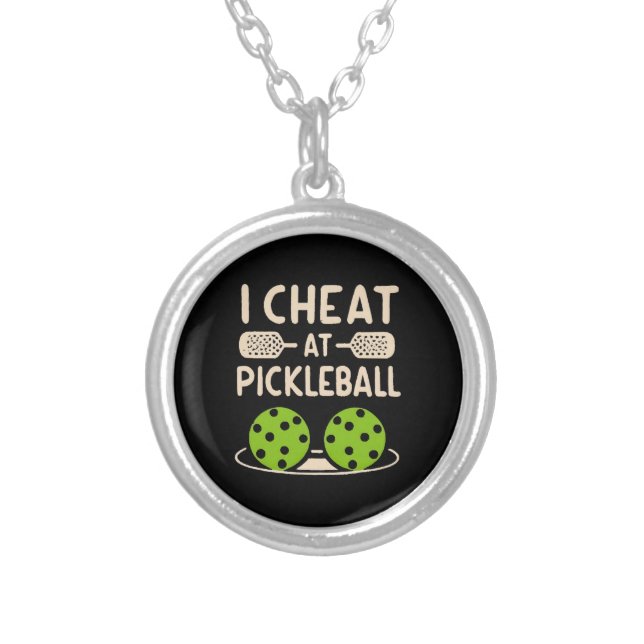 Pickleball Funny Silver Plated Necklace (Front)