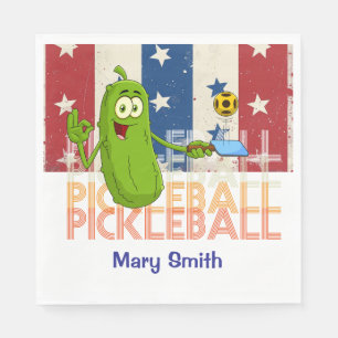 Pickleball fwith American themed for 4th July Napkins