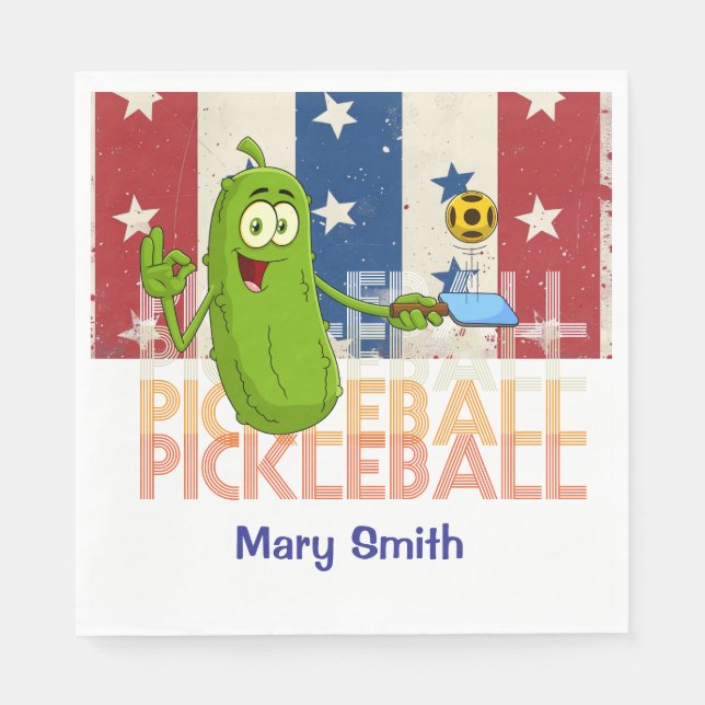 Pickleball fwith American themed for 4th July  Napkins (Front)