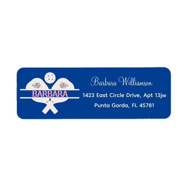 Pickleball Gal Floral Custom First Name    Label (Front)