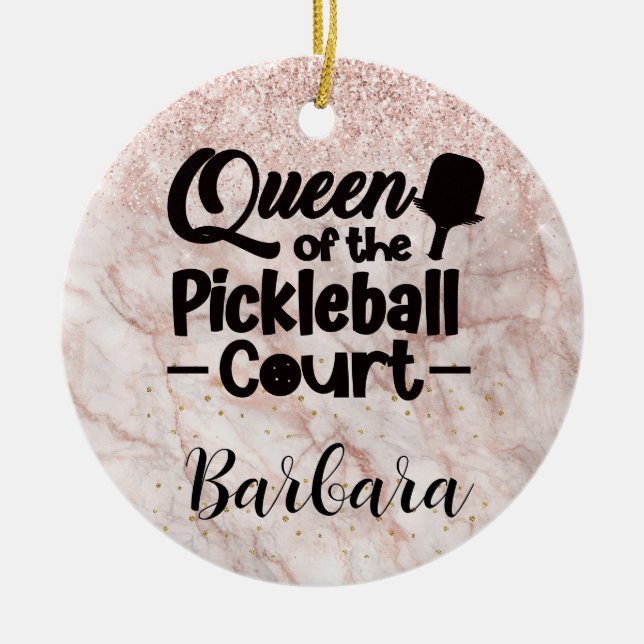 PIckleball Gal Queen of the Court  Ceramic Ornament (Front)