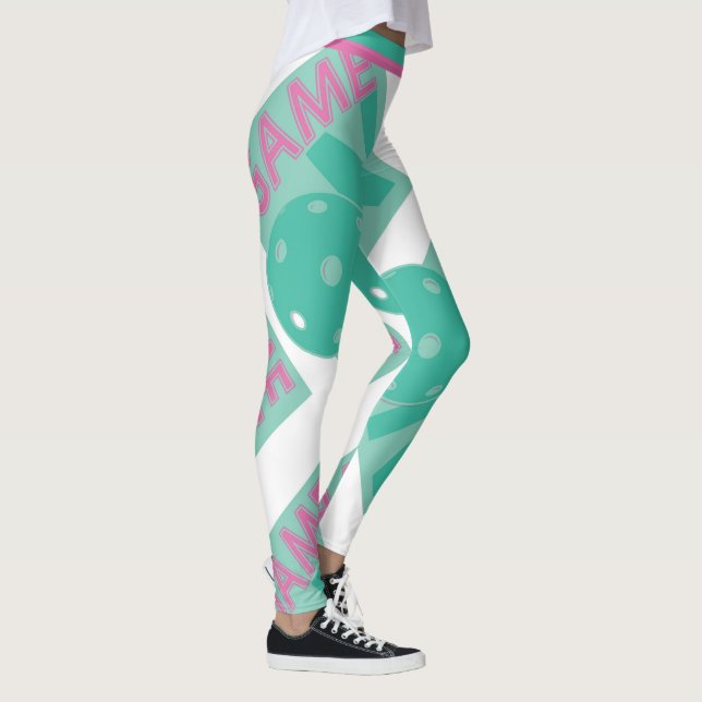 Pickleball Game on - pastel (XL tile size) Leggings (Right)