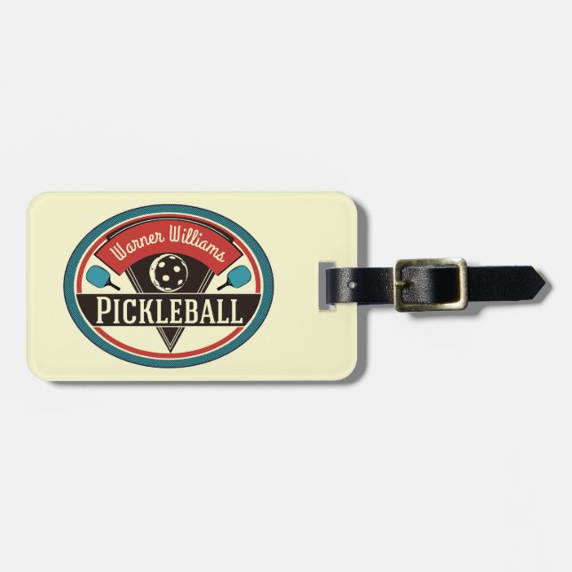 Pickleball Gear Bag Tag - Vintage Design (Front Horizontal)