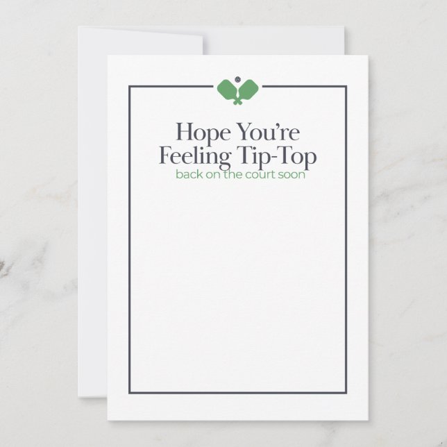 Pickleball Get Well Card | Navy Green (Front)