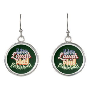 Pickleball Gift Live Laugh Play Pickle Ball Earrings