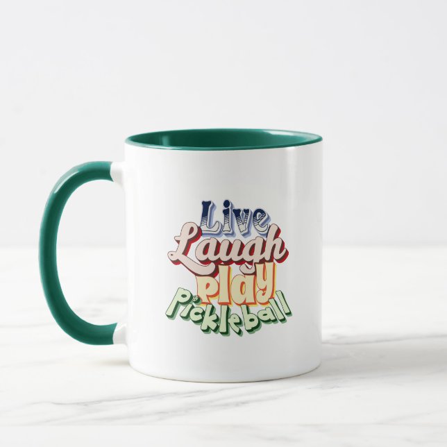 Pickleball Gift Live Laugh Play Pickle Ball Mug (Left)