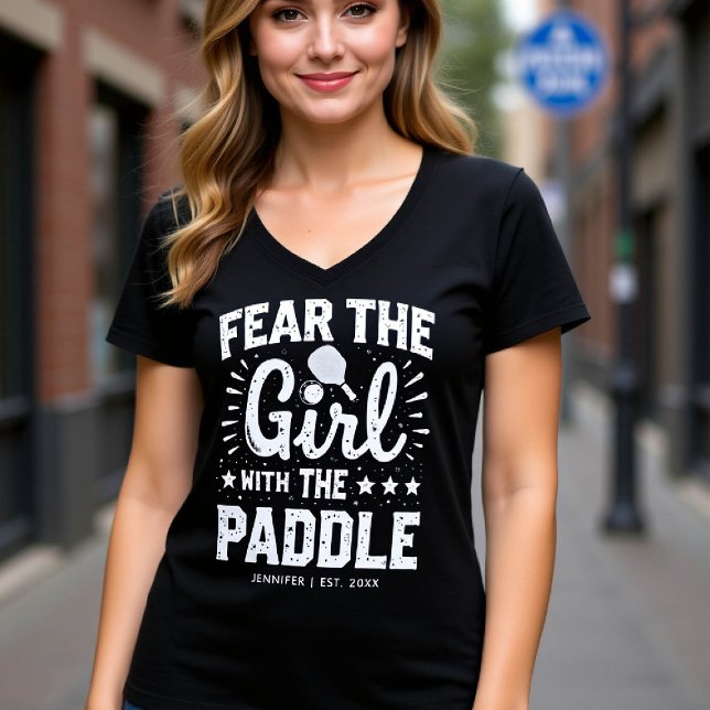 Pickleball Gift Typography Funny Personalized T-Shirt (pickleball gift personalized shirt women typography paddle birthday christmas club black white)