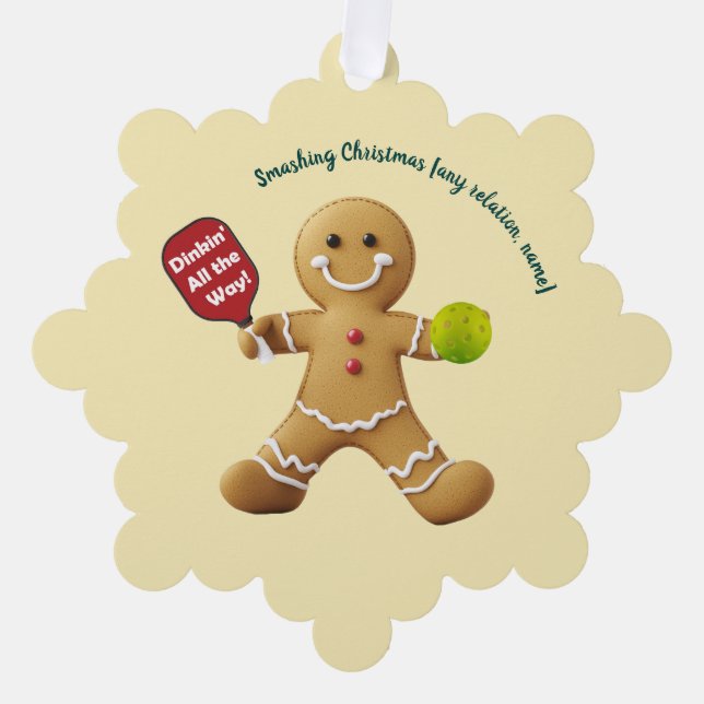 Pickleball Gingerbread Cheer Ornament Card (Front)