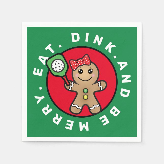 Pickleball  Gingerbread girl custom text   Napkins (Front)