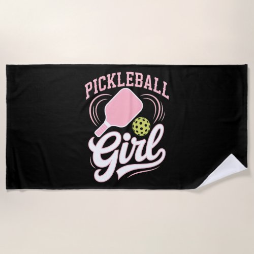 Pickleball Girl Player Beach Towel