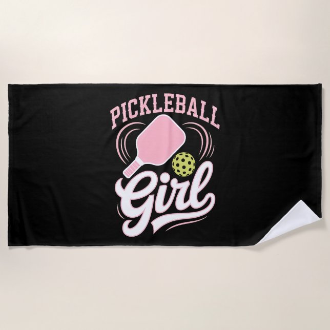 Pickleball Girl Player Beach Towel (Front)