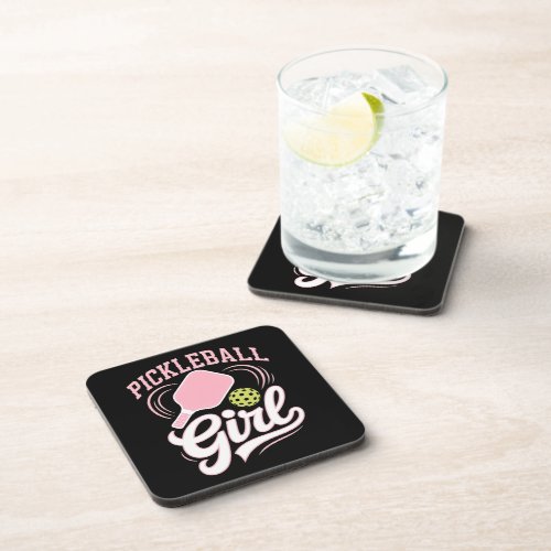 Pickleball Girl Player Beverage Coaster