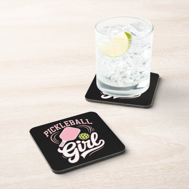 Pickleball Girl Player Beverage Coaster (Right Side)