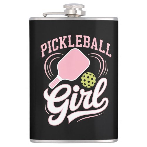 Pickleball Girl Player Flask