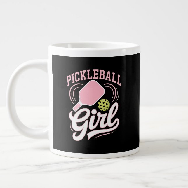 Pickleball Girl Player Giant Coffee Mug (Left)