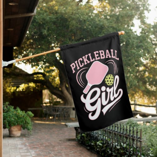 Pickleball Girl Player House Flag
