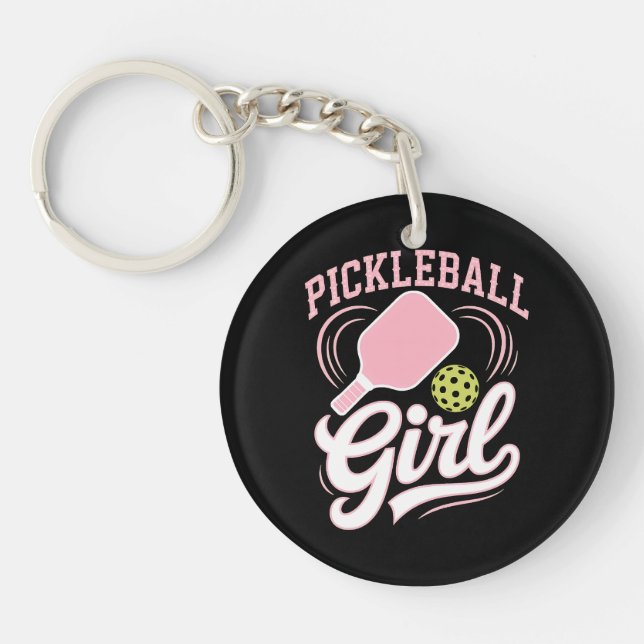 Pickleball Girl Player Keychain (Front)