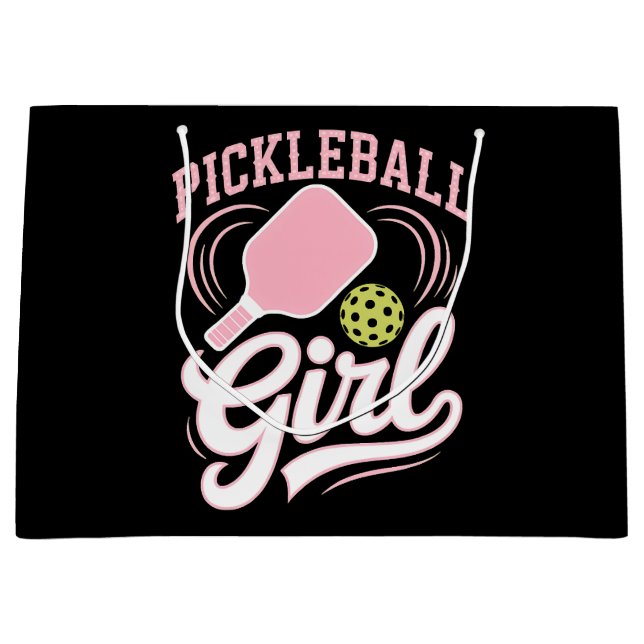Pickleball Girl Player Large Gift Bag (Front)