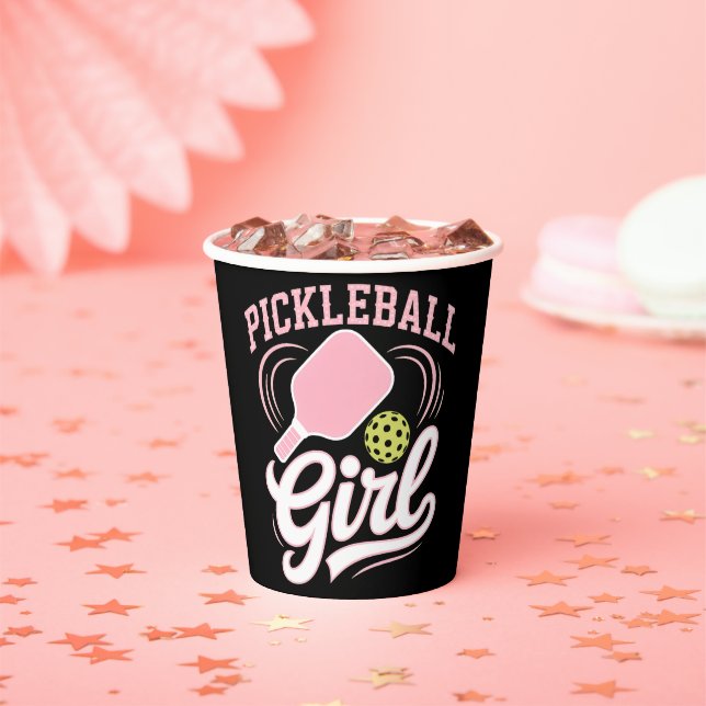 Pickleball Girl Player Paper Cups (Insitu)