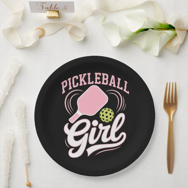Pickleball Girl Player Paper Plates (Wedding)