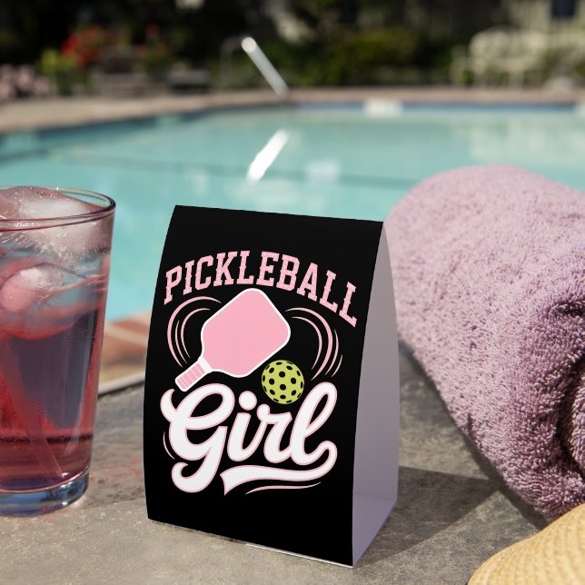Pickleball Girl Player Paper Table Tent (Insitu(On Table))