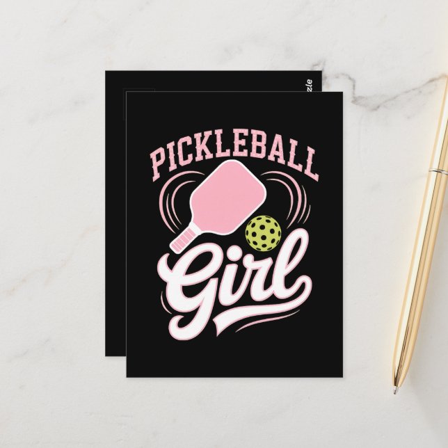 Pickleball Girl Player Postcard (Front/Back In Situ)