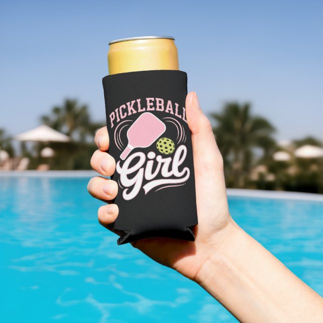 Pickleball Girl Player Seltzer Can Cooler (In Situ Pool)