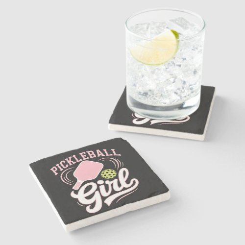 Pickleball Girl Player Stone Coaster