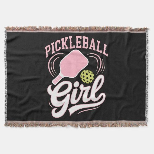 Pickleball Girl Player Throw Blanket