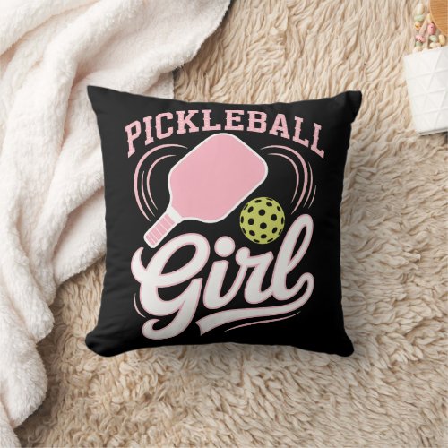 Pickleball Girl Player Throw Pillow