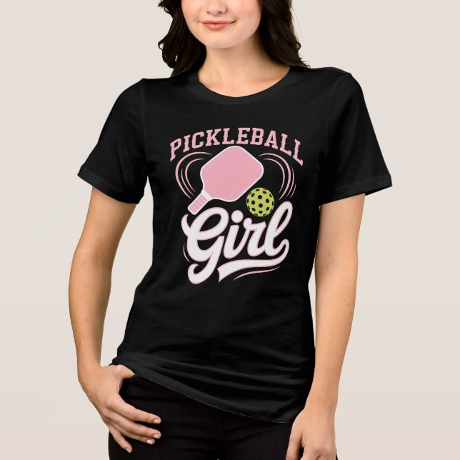 Pickleball Girl Player Tri-Blend Shirt (Front)