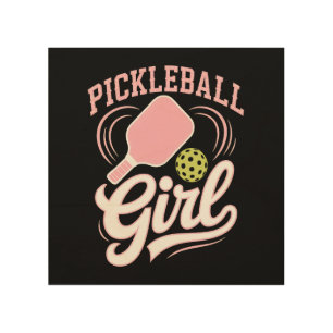 Pickleball Girl Player Wood Wall Art