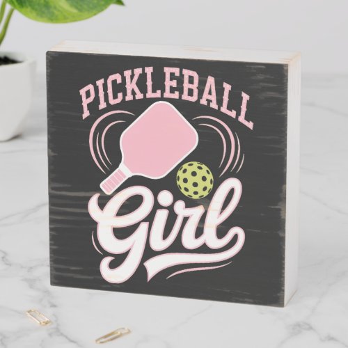 Pickleball Girl Player Wooden Box Sign