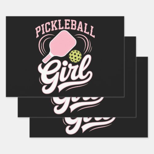 Pickleball Girl Player Wrapping Paper Sheets