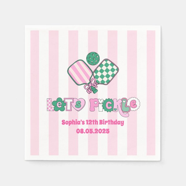 Pickleball Girls Birthday  Napkins (Front)
