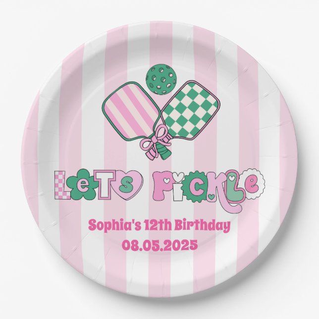 Pickleball Girls Birthday  Paper Plates (Front)