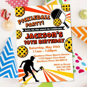 Pickleball Girls Birthday Party Retro Invitation