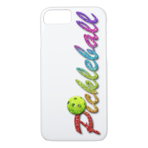 Pickleball Glitter Logo on White iPhone 87 Case