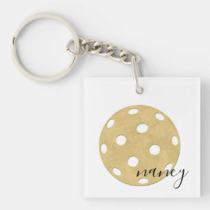Pickleball Gold Chic Personalized Name Keychain