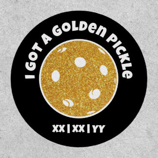 Pickleball Golden Pickle Gold Glitter Black Patch